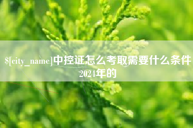 庆阳中控证怎么考取需要什么条件2024年的