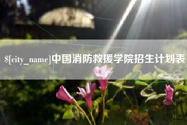 庆阳中国消防救援学院招生计划表